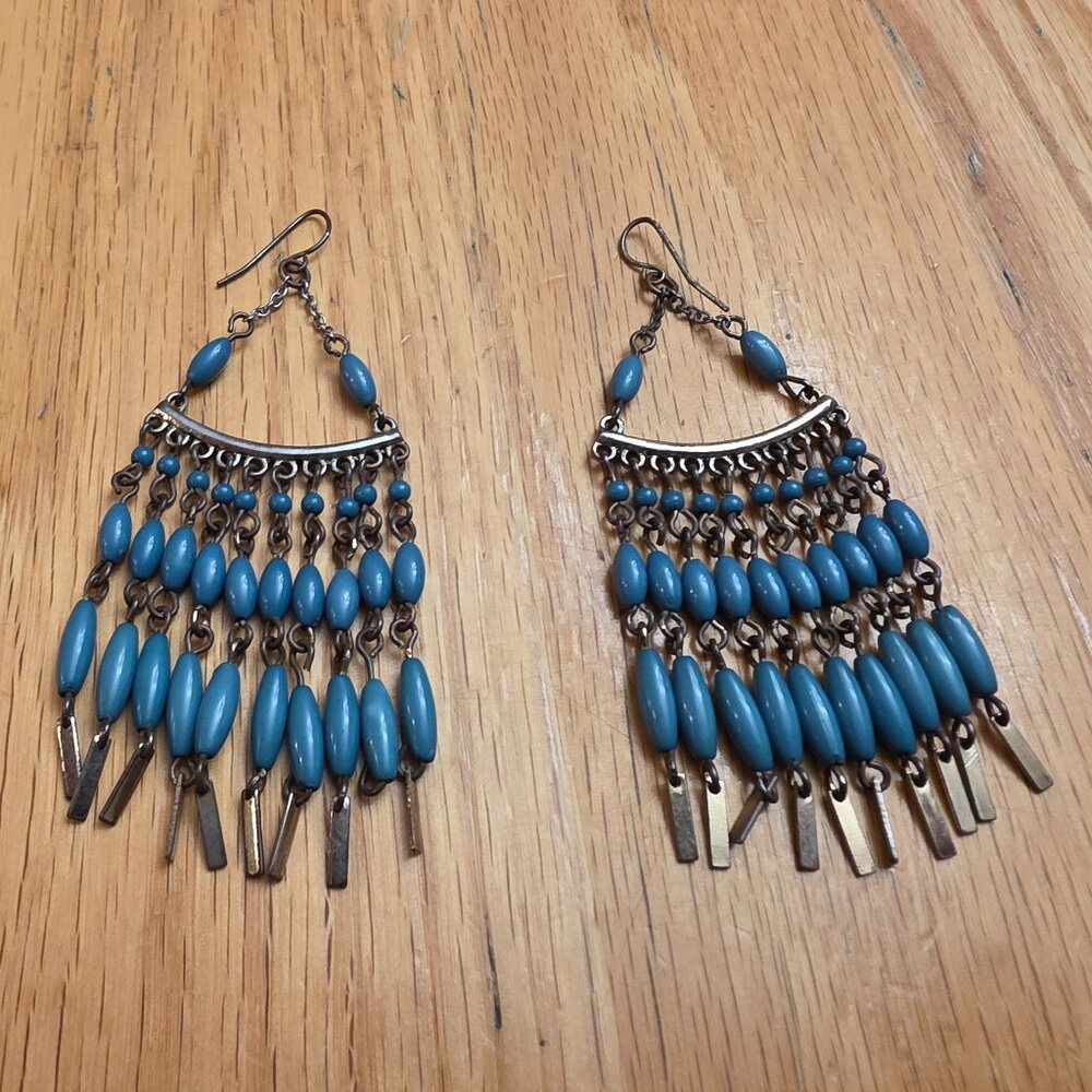 Francesca's Collections Turquoise/Bronze Chandelier Earrings